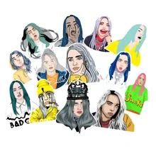 53 шт. Billie Eilish мультфильм водонепроницаемый стикер s чемодан для скейтборда сноуборд гитара мотоцикл Ноутбук наклейка классическая игрушка F5