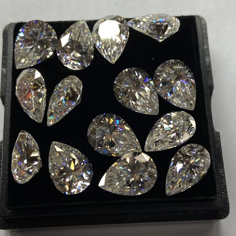 Meisidian Super White 10X7mm 2 Carat Moissanite Water Drop Pear Cut Loose Diamond Stone Ring