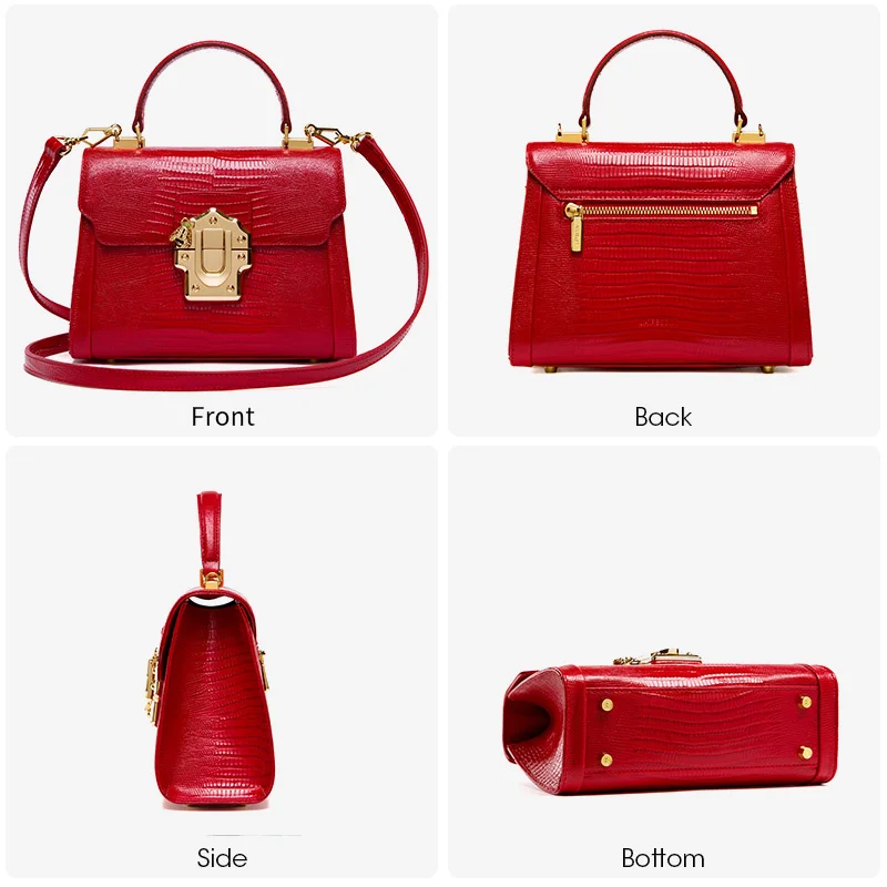 Designer Serpentine Lock Leather Fashion Women's Crossbody Shoulder Bag Handbag LA FESTIN