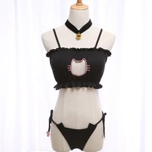 Clomedsx открытый бюстгальтер аниме Kawaii Мяу Кошка полый бюстгальтер косплей костюм сексуальное женское белье Эротические наборы для женщин