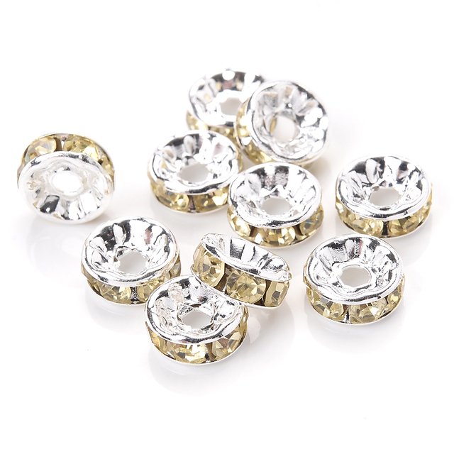 Rhinestone Spacer Beads Mix Color Czech Crystal Metal Spacers for Jewelry Making DIY Earrings Bracelets Accessories