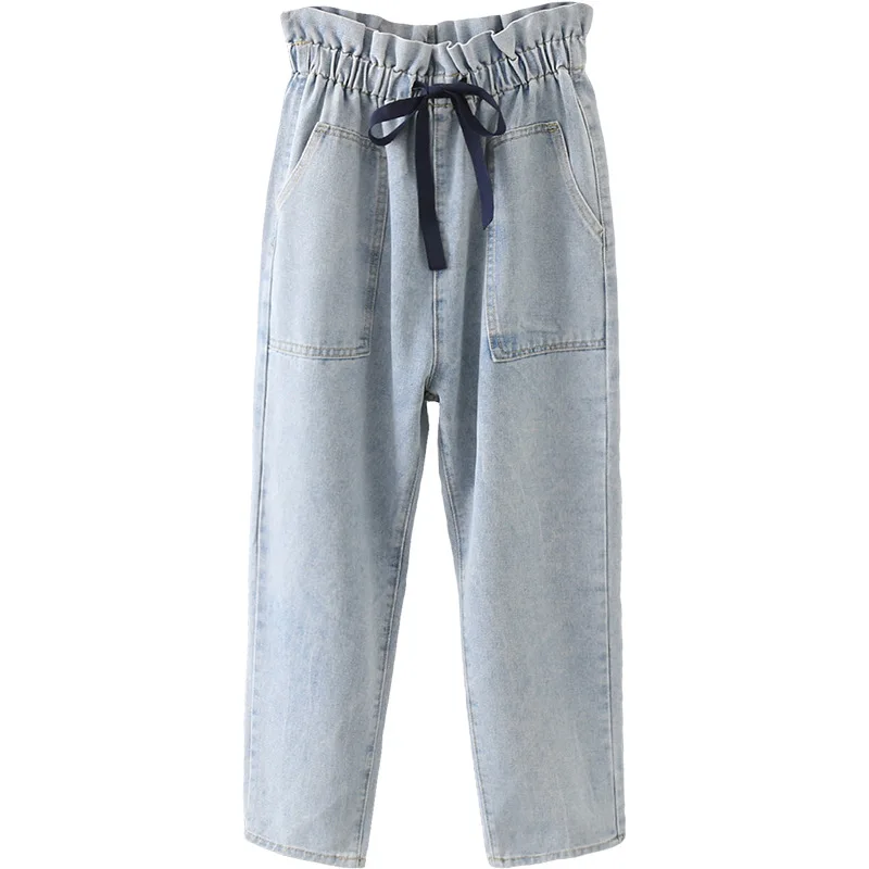 

Plus Size Casual Harem Jeans 2019 Autumn Women Fashion Loose denim Ankle-Length Pants S54-1940
