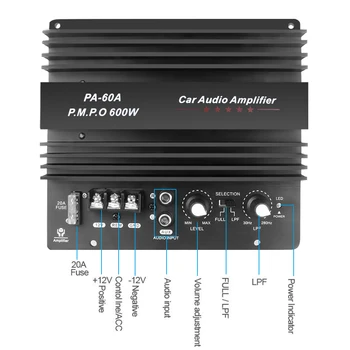 

12V 600W PA-60A High Power Speaker Subwoofer Bass Amplifier Module Car Audio Power Accessories Durable Lossless Amplifier Board