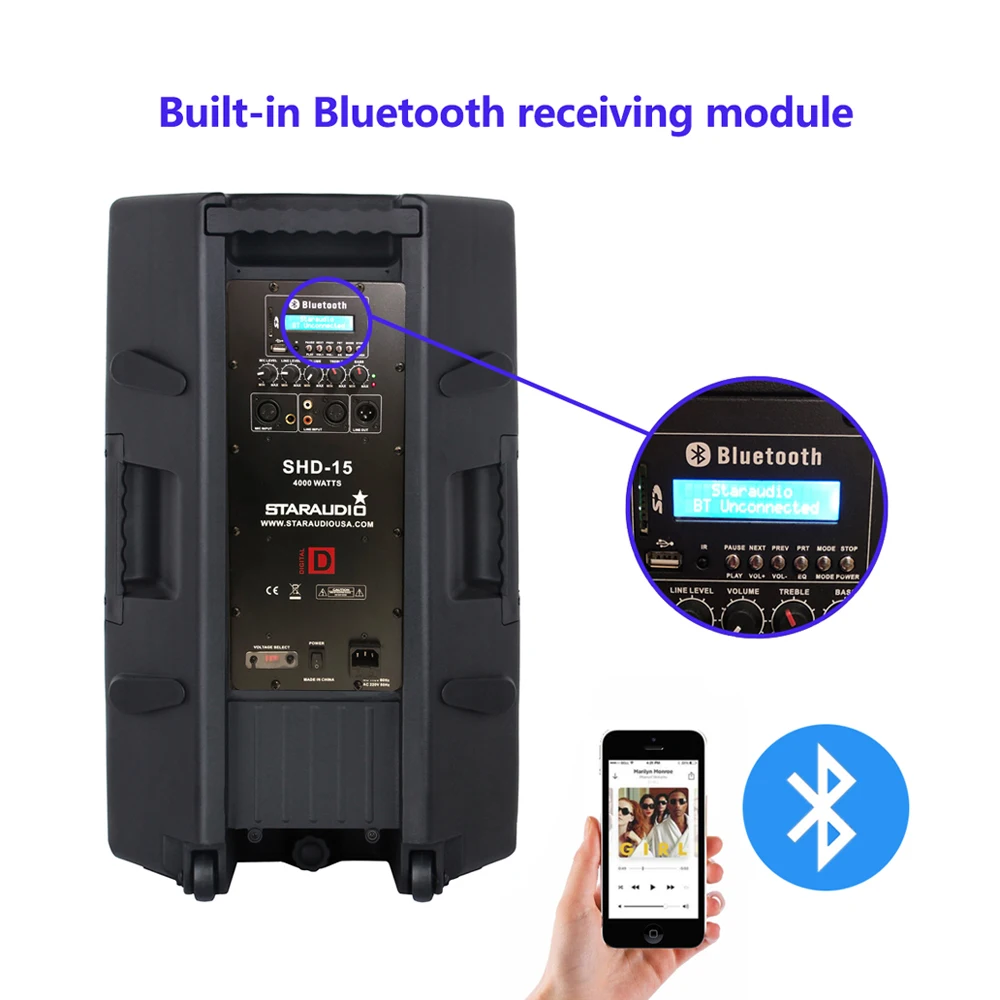 STARAUDIO 2 шт. 4000 Вт 15 &quotпитание PA DJ Аудио активный Bluetooth Динамик s Системы вечерние