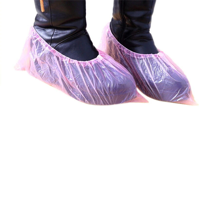 100 pieces of outdoor disposable plastic shoe covers, carpet cleaning overshoes, durable, practical  convenient household items