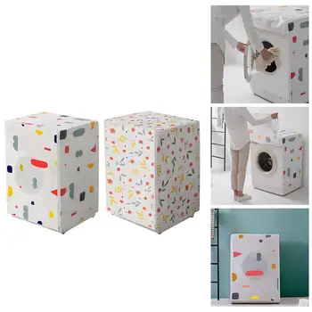 

2Pcs Washing Machine Cover Floral Dustproof Waterproof Zippered Washer Protector
