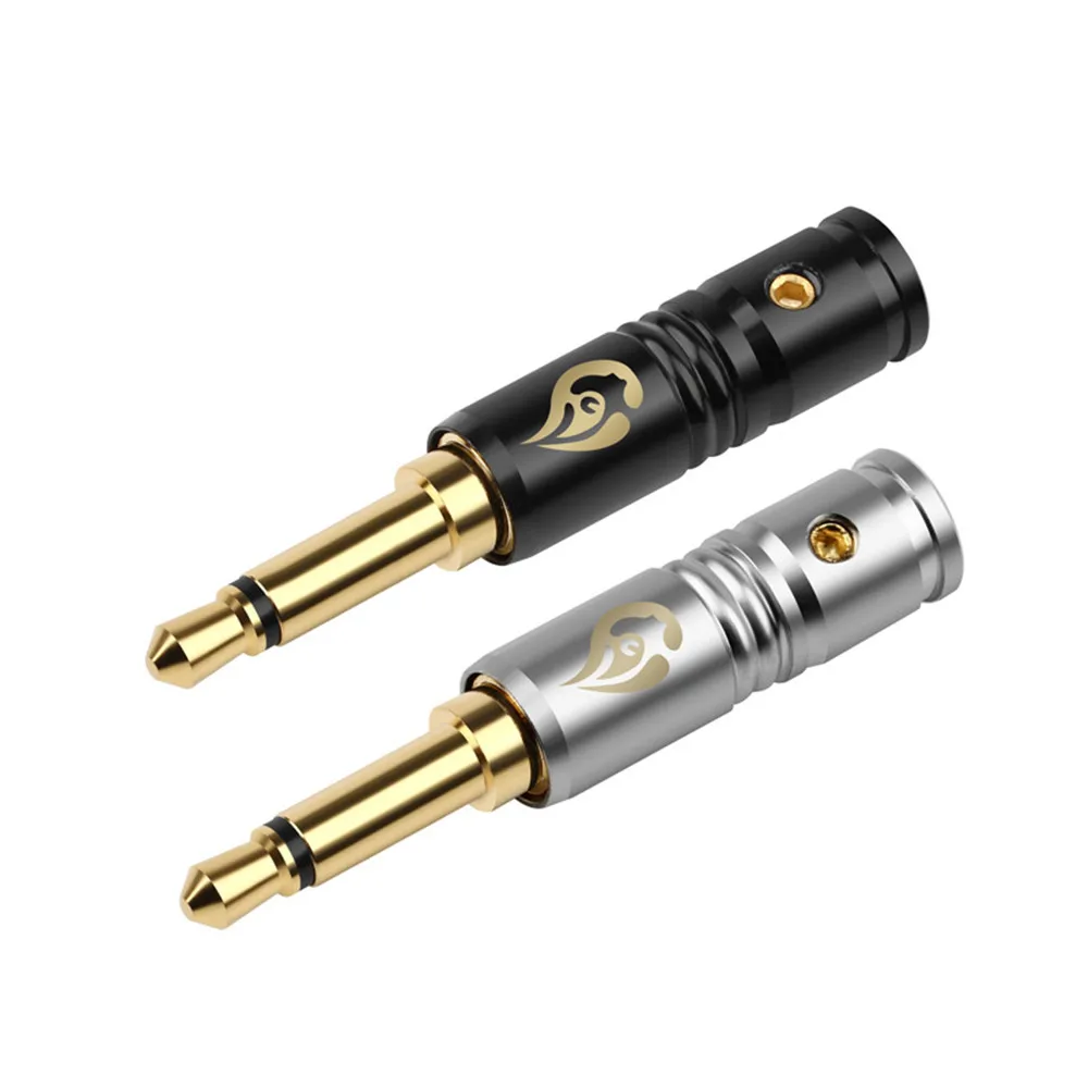 10pcs Headphone Plug 3 5mm Mini Jack Mono Gold Male Copper Plugs 4mm Wire Hole Metal Connector 2 Pole Audio Jack Adapter