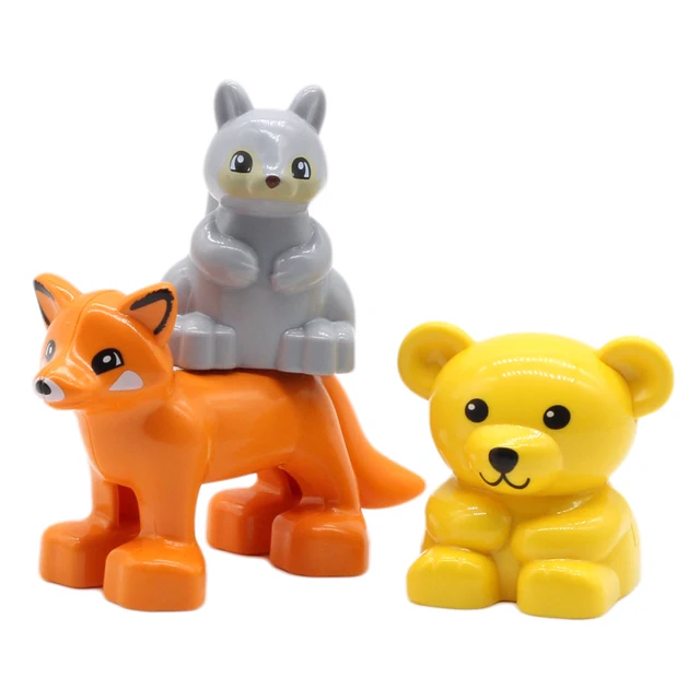 Zoo Animals Series Set Big Size Building Blocks Assemble Accessories Cute Birds Beasts Elephant Tiger Bricks Education Toys Kids Fox squirrel bear