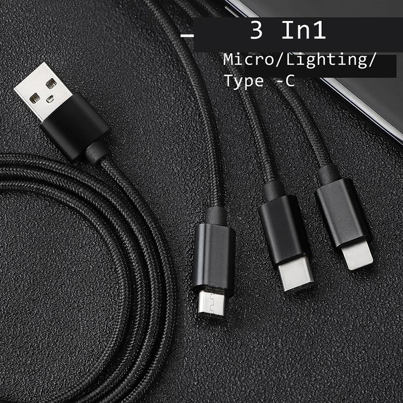 Vogek 3в1 3а USB кабель для телефона со светодиодный цифровым дисплеем Быстрая зарядка type C Micro USB кабель для передачи данных для iPhone Xiaomi