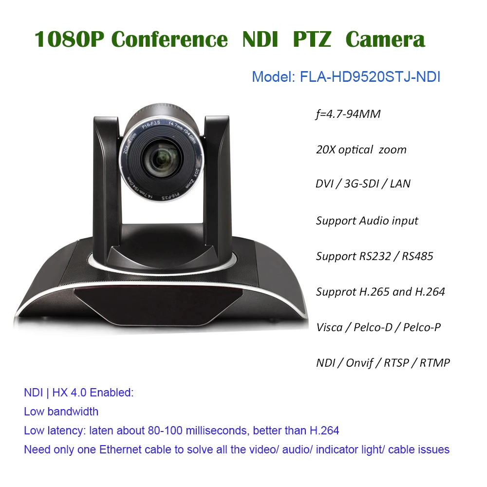 

Full HD SDI DVI IP PTZ Camera NDI 20X Optical Zoom for Video Conferencing &Broadcasting System