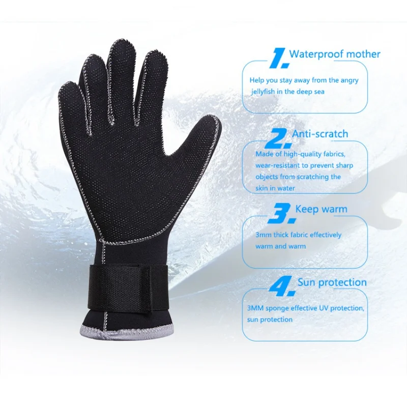 Перчатки для плавания, 3 мм, неопреновые перчатки для подводного плавания с защитой от царапин, сохраняющие тепло, гидрокостюм, оборудование для подводного плавания, зимний купальник для подводной охоты