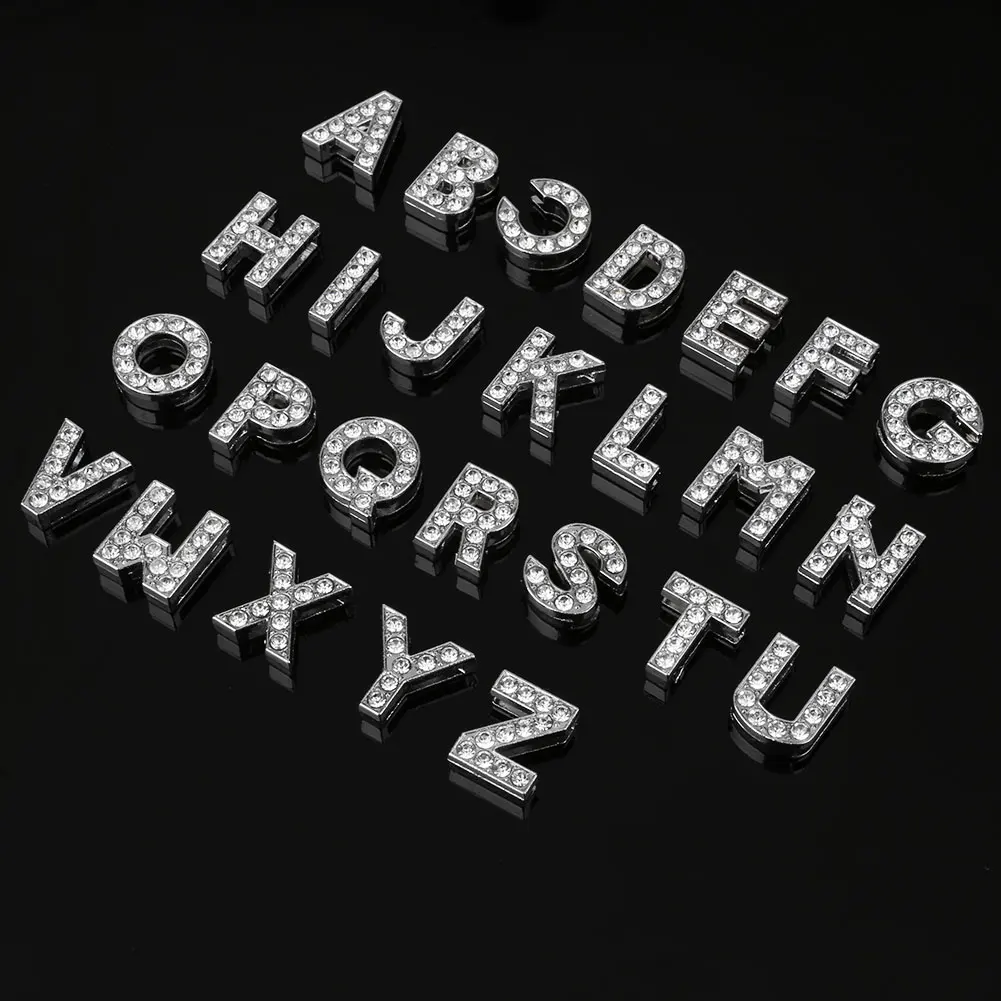 

Home Bar Party Decoration Party Props Silver Crystal Rhinestone Diamond DIY A-Z Letter Set Alphabet 26pcs