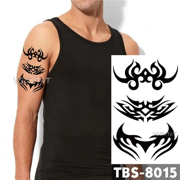 TBS-8015 12x19cm Waterproof Temporary Tattoos Eyes phoenix Flash Tattoo Sticker Feather birds Tribal Totem Tatoo DIY Arm Fake Tattoo Men - Color: TBS-8015