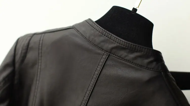Черная Женская куртка chaqueta mujer с круглым вырезом и длинным рукавом кожаная куртка уличная укороченная куртка кардиган на молнии Верхняя одежда