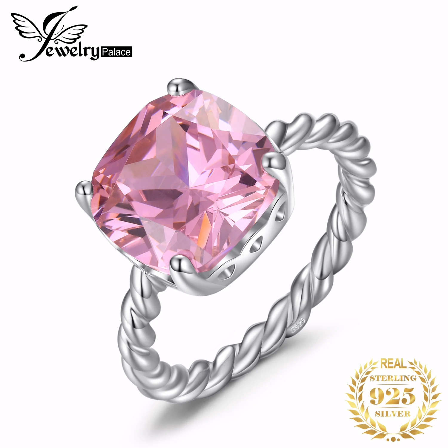 JewelryPalace Дамы Подушка Огранки розовый кубический цирконий красивый нежный кольцо