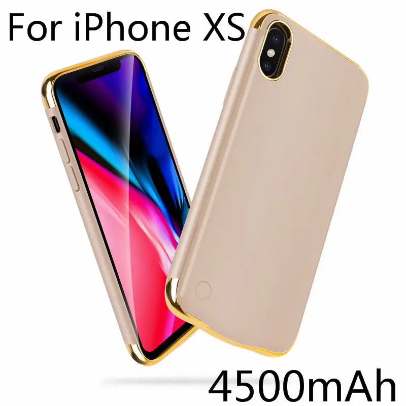 Для iPhone X XS зарядный чехол Капа тонкий обшивка противоударный чехол для зарядного устройства для iPhone XR XS Max перезаряжаемый внешний аккумулятор - Цвет: IXS-Gold