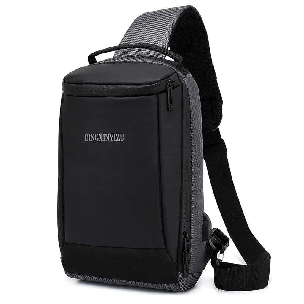 Модная повседневная мужская нагрудная сумка на одно плечо, зарядка через USB, нагрудная сумка, сумки через плечо, Мужская Противоугонная сумка с одним ремнем на спине