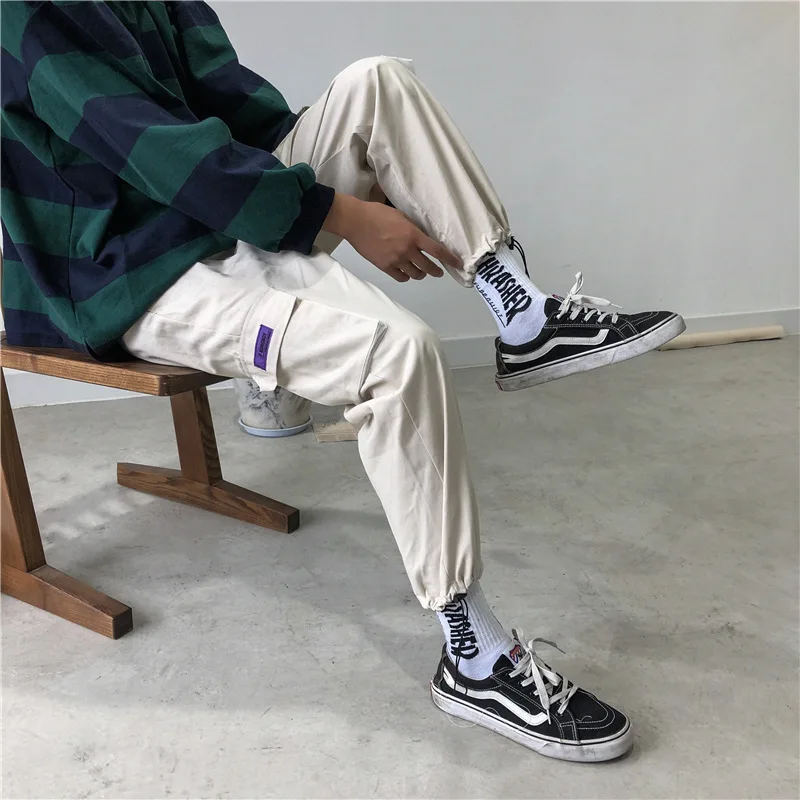 

2020 Spring And Summer New Style Handsome Cargo Trousers Japanese-style Loose Harem Pants Feet Drawstring Closing Students Tide