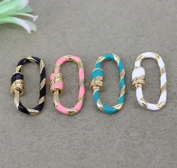 

5pcs Colorful Enamel Open Oval shape Screw Clasps For Making Jewelry