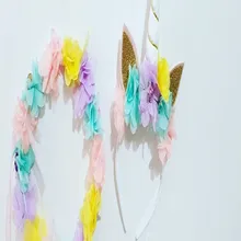 Комплект для мамы и дочки; белая повязка на голову с цветочным принтом и единорогом; Новогодняя повязка на голову; новогодний аксессуар; корона с единорогом