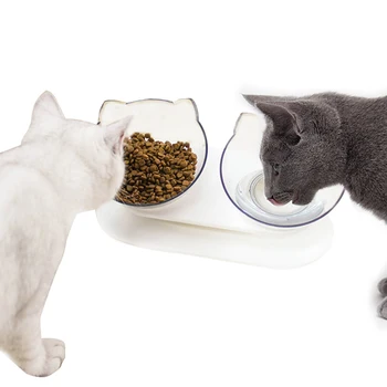 

Cat Bowl Pet Food Water Bowl 15 Tilted Cat Bowl Pet Feeding Bowl Stress-Free Cat Dog Bowls with Raised Stand Suit for Small Cats