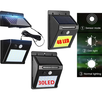 

PIR Motion Sensor Solar Light Outdoor Garden Light 48/30 LEDs Solar Power Pathway White Wall Lamp Waterproof Security Solar Ligh
