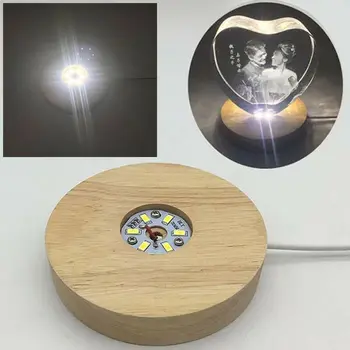 

3d crystal glass trophy laser LED light base base display (wood) warm light&white light crafts ornaments luminous base