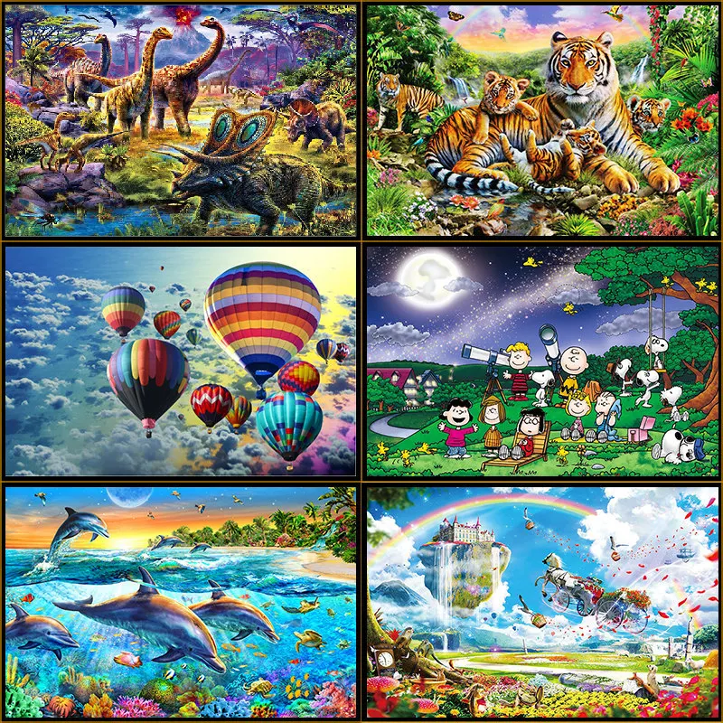 

Dinosaur Animal Environmentally Friendly 500 PCs Wood Jigsaw Puzzle Board Game Cartoon Children Benefit Ordinary Puzzle GIRL'S A