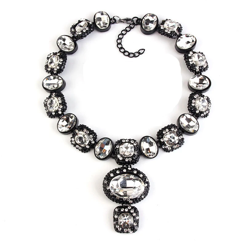 Dvacaman, Новое поступление, модное ожерелье, кристалл, драгоценный камень, хорошее качество, цепочка, массивное роскошное колье, массивное ожерелье с подвеской, 9826 - Окраска металла: white1