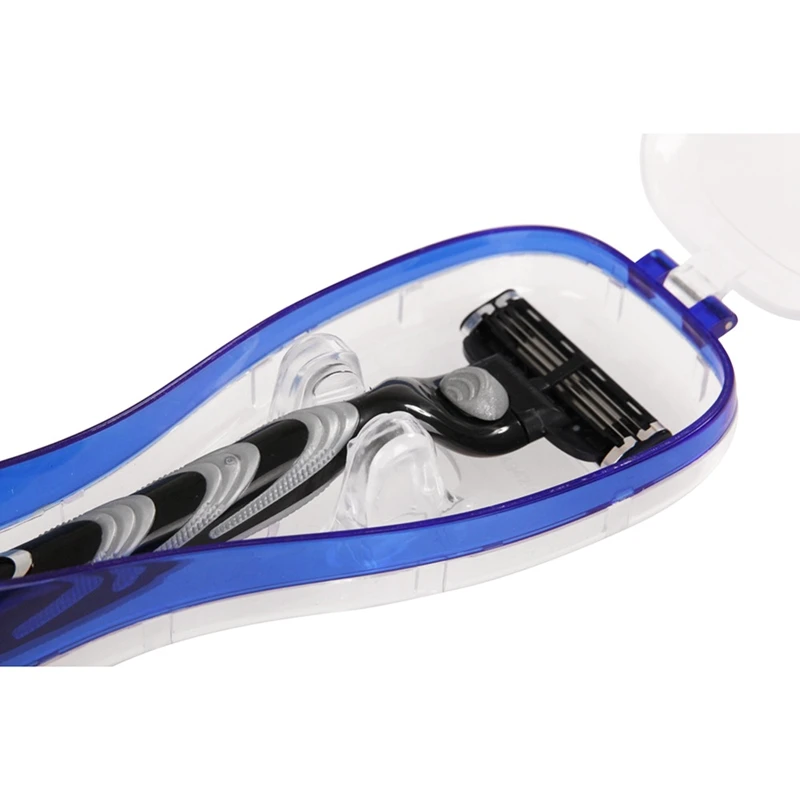 

Fantastic Practical Portable Men'S Razor Blades Holder Case Shaver Holder Storage Box For Travel Camping (2x Blue)