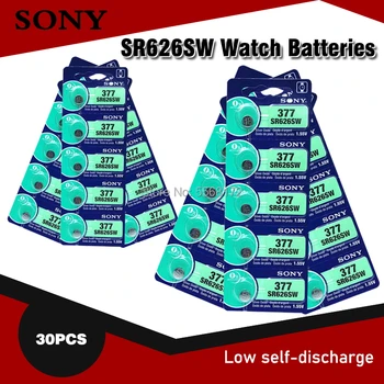 

30Pcs SONY 1.55V AG4 377A 377 LR66 LR626 SR626SW SR66 AG4 AG 4 Button Batteries For Watch Toys Remote Cell Coin Battery