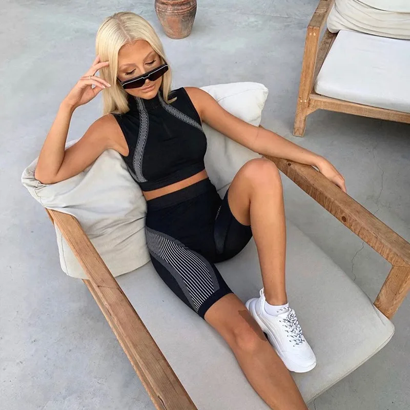 Женский бесшовный спортивный костюм для йоги комплект из 2 предметов на молнии