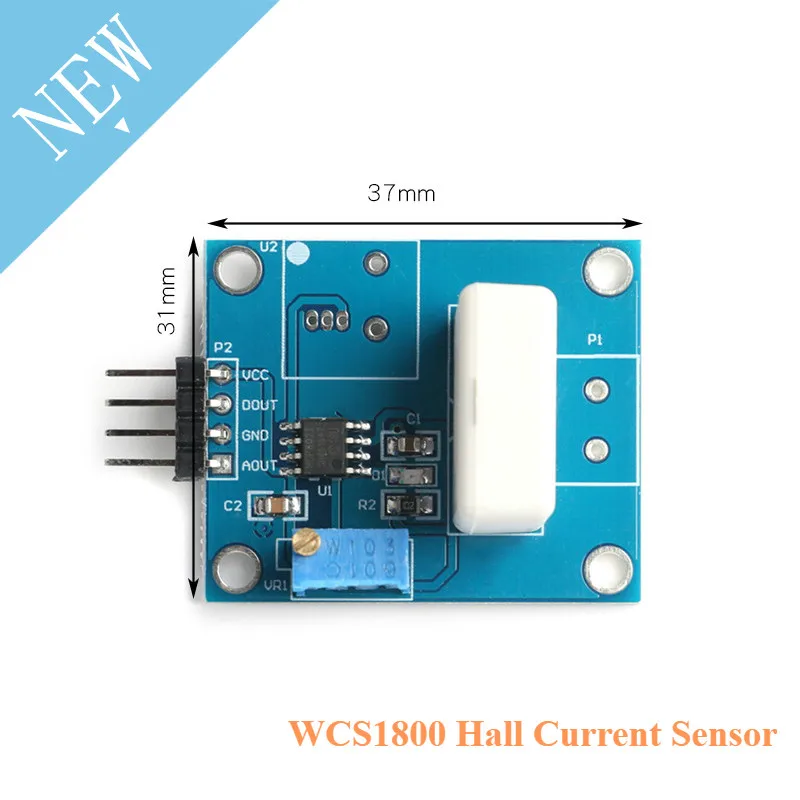 WCS1800 DC 5V модуль датчика Холла 35A короткого замыкания детектор перегрузки по току
