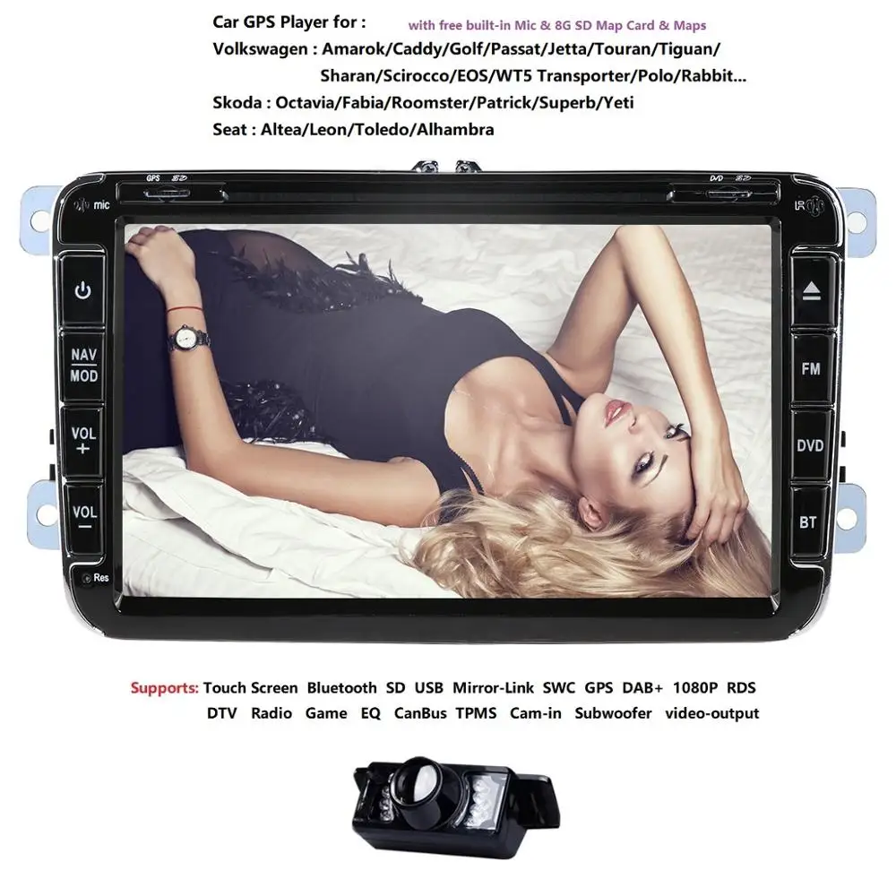 Discount Hizpo 8inch 2din Multimedial VW Car DVD Player GPS Navigation for GOLF 6 new polo New Bora JETTA PASSAT B6 SKODA GPS Map SWC Cam 4