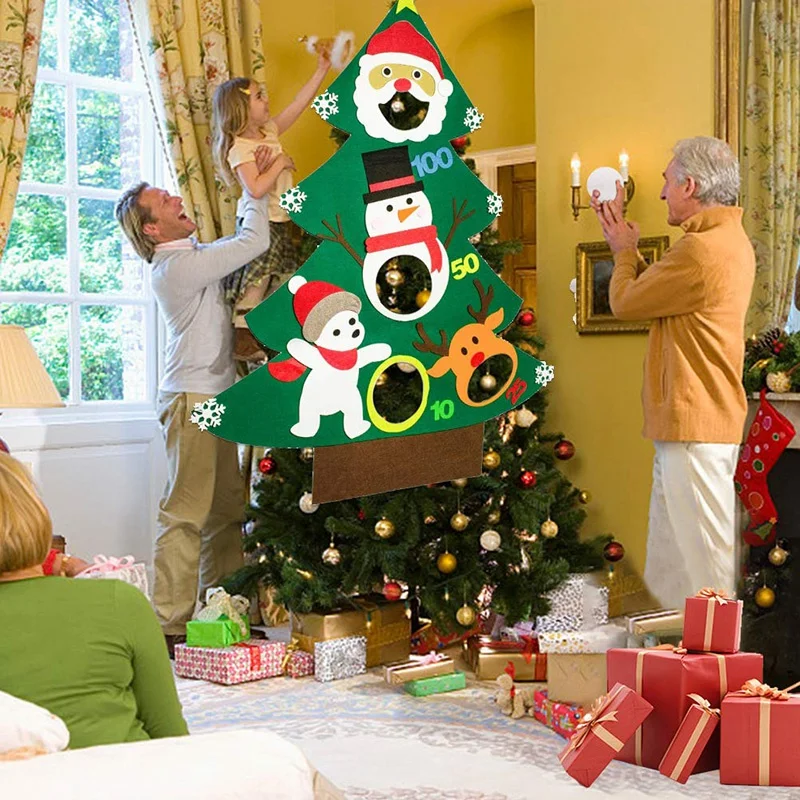 Рождественские игры с 3 снежинками DIY войлочные Рождественские елки новогодние подарки Детские игрушки настенные подвесные украшения Рождественский Декор