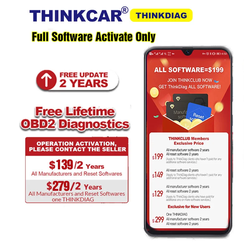 Полное программное обеспечение Thinkdiag активируется 2 года бесплатного обновления
