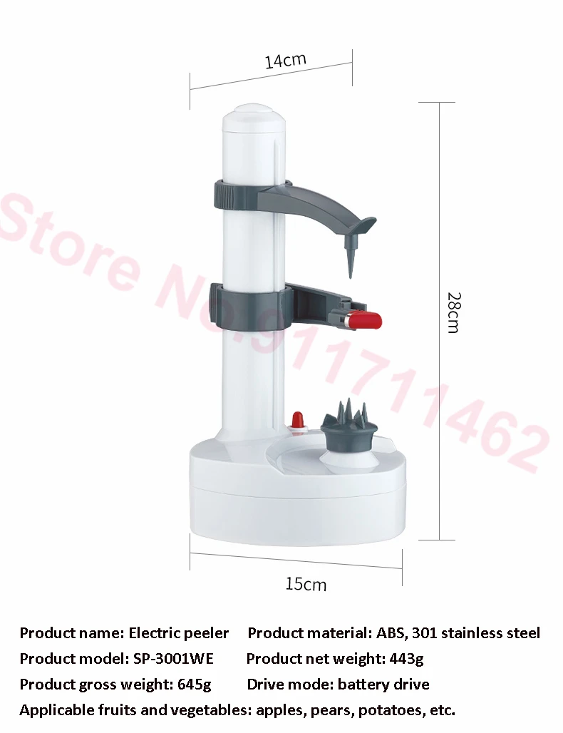 Electric Peeler Fruit Potato Peeling Machine Automatic Spiral Apple Peeler Vegetable Cutter Paring Tool 6