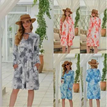 

clothing UVRCOS 2020 Autumn New Casual Loose Floral Printed Dress