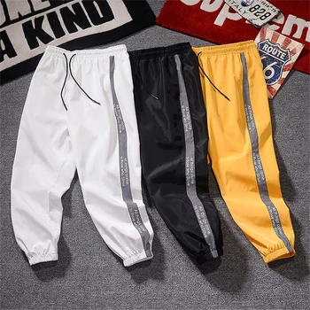 

Reflective Side Stripe Track Jogger Pants Men Sweatpants Loose Men Hip Hop Sportswear Harem Unisex Streetwear Side Stripe Track