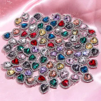 

Caraquet 10Pcs/set DIY Crystal Jewelry Accessories New Fashion Heart-shaped Rhinestones Earrings Pendant Necklaces Material