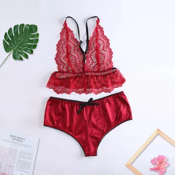 

2020 Pajamas For Women Summer Sexy Lace Satin Passion Lingerie Babydoll shorts Plus Size Nightwear pijama feminino K56