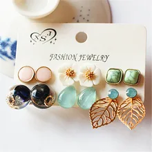 Новые женские модные ювелирные изделия Нарядная, для девочек розовый/жемчуг/платье с цветочным узором, красивые 6 пар/компл. прекрасные серьги подарок агента доставки