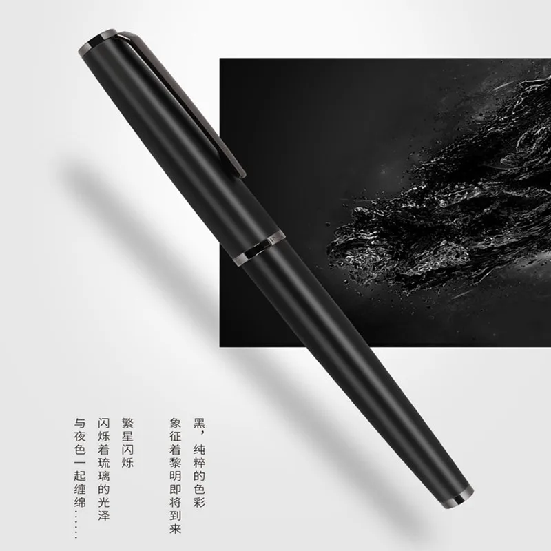 JINHAO Matte Black Metal Fountain Pen Set Extra Fine Nib Classic Design Ink Gifts Pen School Office Business Writing Supplies