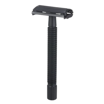 

Metal Double-edged Shaving Razor Safety Beard Razor Manual Mustache Removal Traditional Shaving Tool for Home & Travel Use