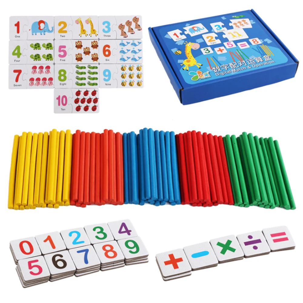 Children Wooden Toy Mathematics Numbers Sticks Digital Pairing Toys Kids Early Learning Counting Educational Box Gift | Игрушки и хобби