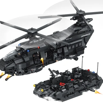 

1351pcs Large Model Building Blocks Kits SWAT Team Transport Helicopter SWAT City Police Toys for Children Kids Gift