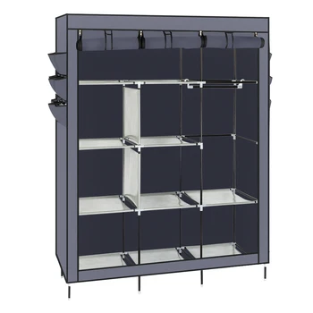 

[US-W]69" High-leg Non-woven Fabric Assembled Cloth Wardrobe Gray Home convenient shoe cabinet