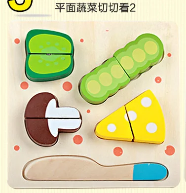  Wooden Flat Fruit Cutting Hand Jigsaw Puzzle Children's Wisdom Kitchen Toys Teaching Aids Superior  - 4000371182948