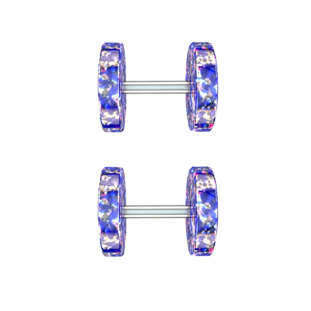 1pair Colorful Fake Plugs Stainless Steel Studs Earrings Fake Gauge Faux Tunnels Earring Ear Piercing For Women Men Body Jewelry