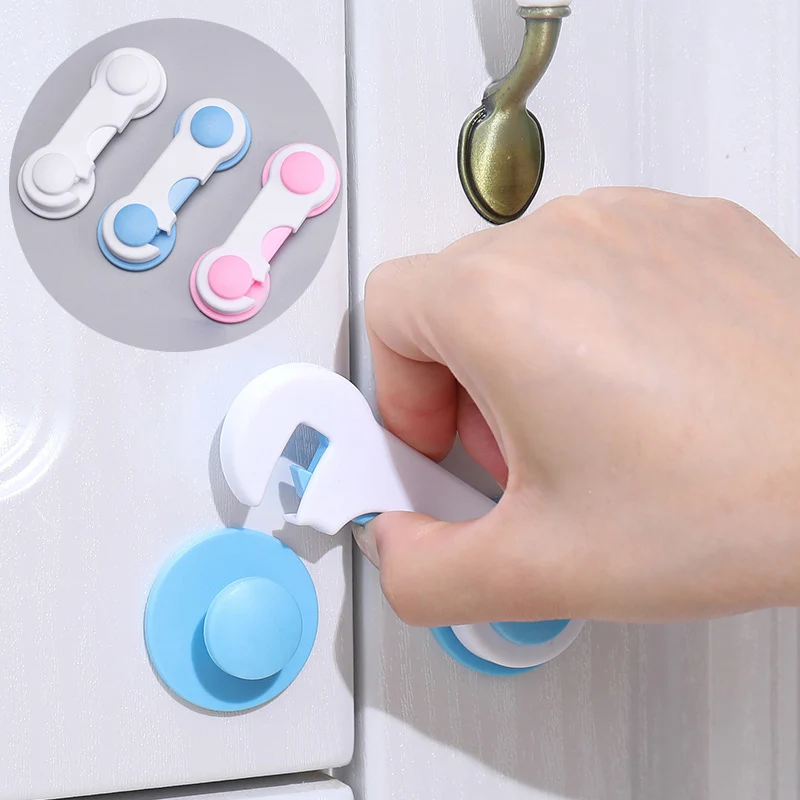 

5pcs Prevent Pinch Baby Security Door Safety Lock For Cabinet Refrigerators Protection Children Drawer Lock Secure Firm Kid Plastic Wardrobe Furniture Lock On The Fridge Childproof